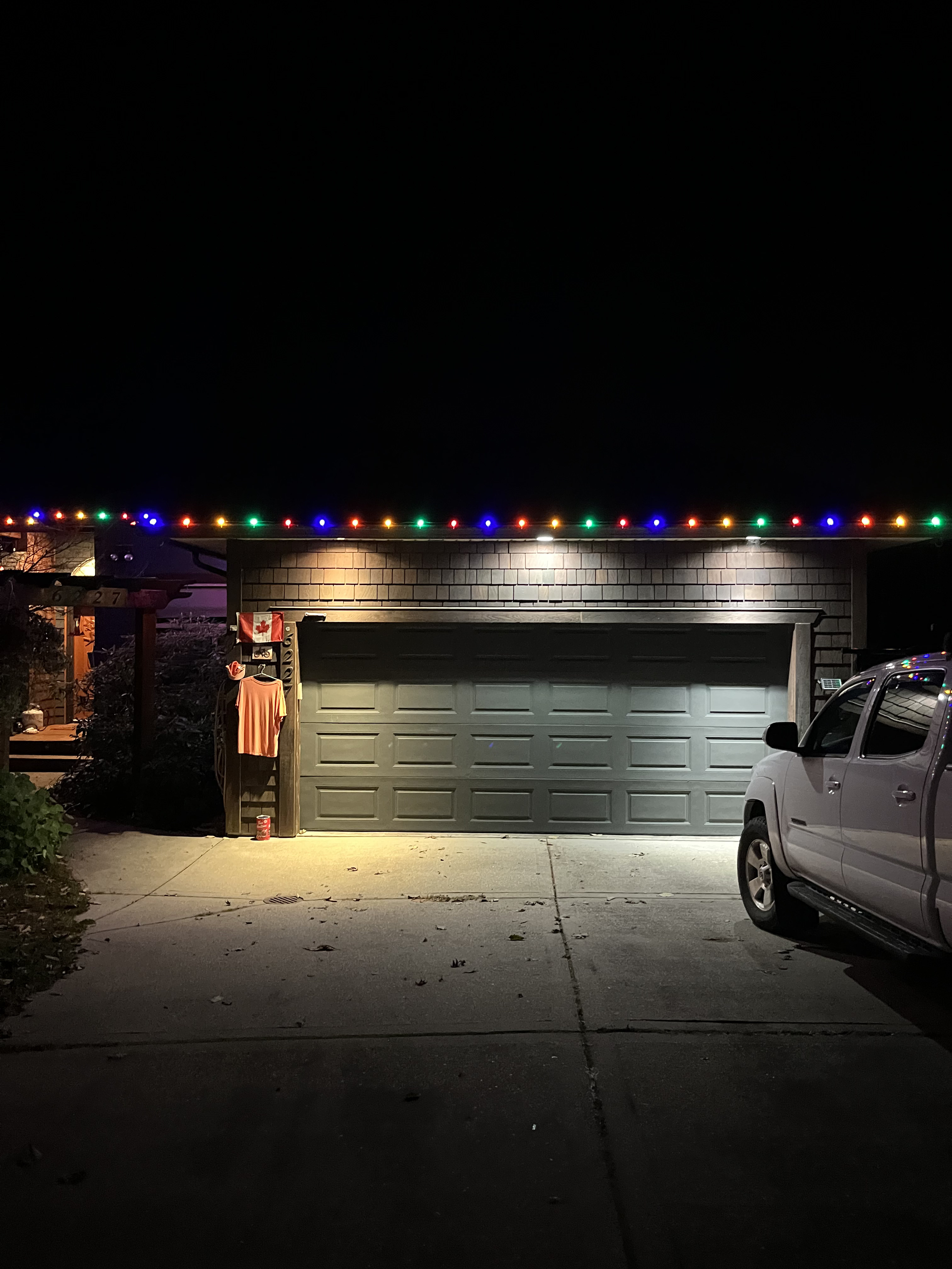 Multi-color Christmas light installation Sechelt BC